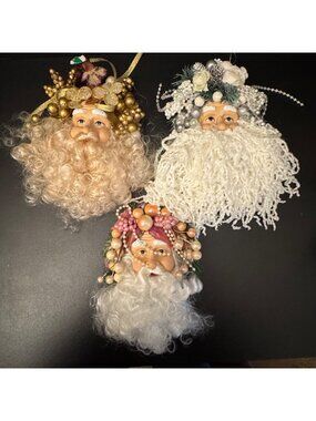 Vintage Santa Claus Face Wall Hangings Set Of 3 Christmas Decorations
